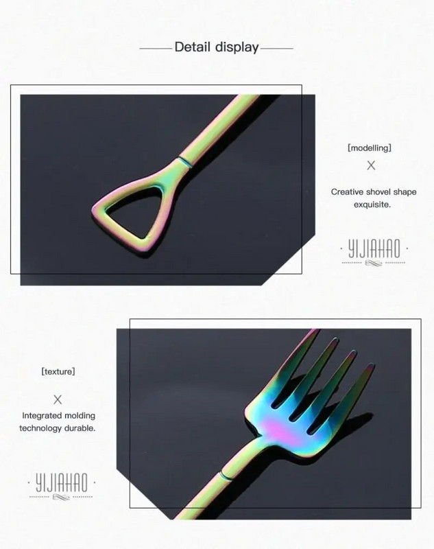 1 db Lapát alakú fagylalt kanál és villa Többszínű kanál villa uzsonna sütemény desszert étel Gyümölcs Villa Party dekor Konyhai kiegészítők