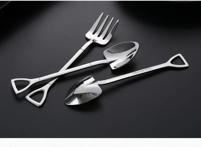 1 db Lapát alakú fagylalt kanál és villa Többszínű kanál villa uzsonna sütemény desszert étel Gyümölcs Villa Party dekor Konyhai kiegészítők