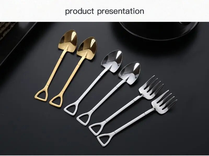 1 db Lapát alakú fagylalt kanál és villa Többszínű kanál villa uzsonna sütemény desszert étel Gyümölcs Villa Party dekor Konyhai kiegészítők