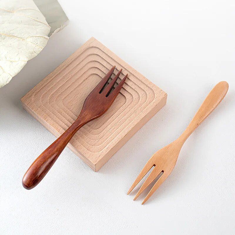 Új, fából készült villa hordozható gyümölcs csákányok, újrafelhasználható bambusz villa torta desszert fagylalt villa étkészlet konyhai kiegészítők