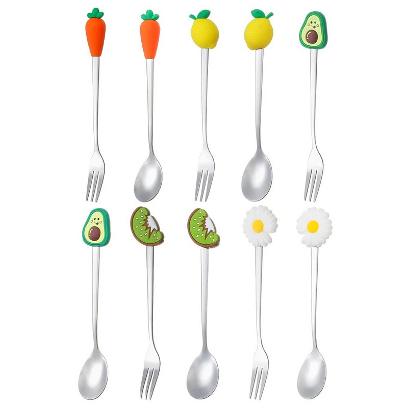 1 db mini desszert kanál rozsdamentes acél kanál villa fagylalt kávé keverő kanalak teáskanál fánk gyümölcsvilla konyhai evőeszközök