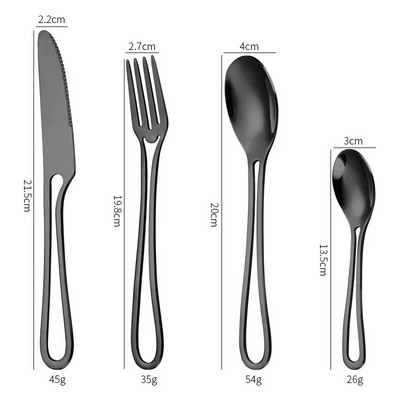 Jaswehome stalo įrankių rinkinys tuščiaviduriai indų rinkinys nerūdijančio plieno vakarienės peilis šakutė šaukštas įvairių spalvų sidabro dirbiniai