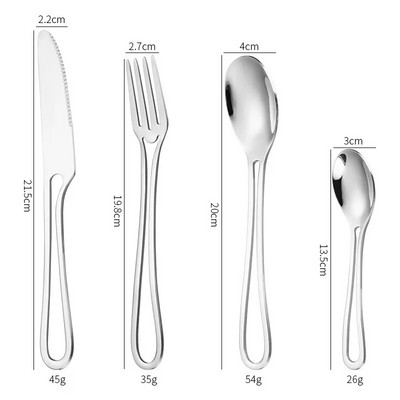 Jaswehome stalo įrankių rinkinys tuščiaviduriai indų rinkinys nerūdijančio plieno vakarienės peilis šakutė šaukštas įvairių spalvų sidabro dirbiniai