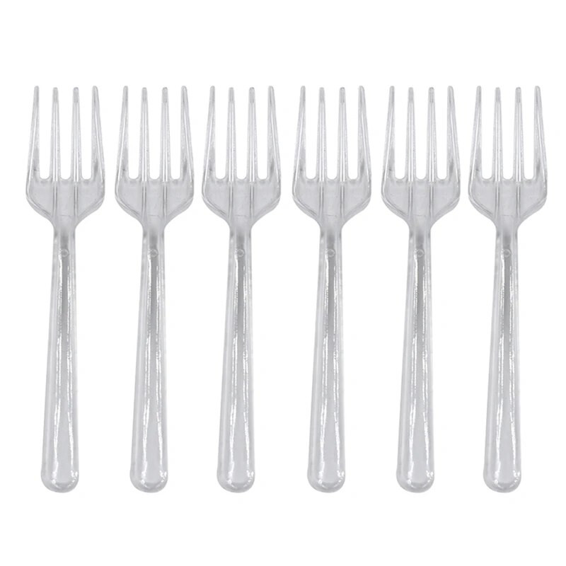 100 db/csomag Hosszú nyelű villa Újrafelhasználható Műanyag Eldobható Villa Party Piknik csomag Evőeszköz Sűrítő Finom élelmiszer kés