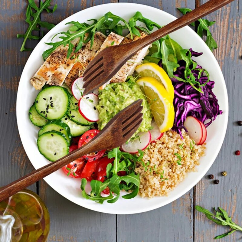 Fa villa, 6 db Környezetbarát japán fa saláta vacsora villa étkészlet Gyerek étkészlet felnőtteknek