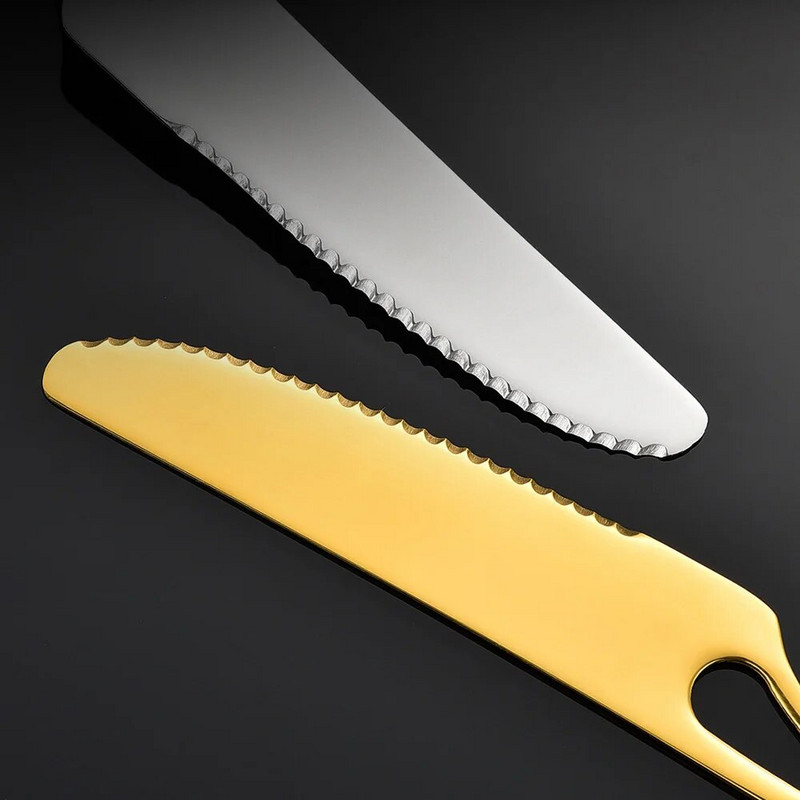 Rozsdamentes acél nyugati konyharuha, stílusos, egyszerű, ötrészes étkészlet, kivájt nyelű steakkés desszertekanál étkészlet