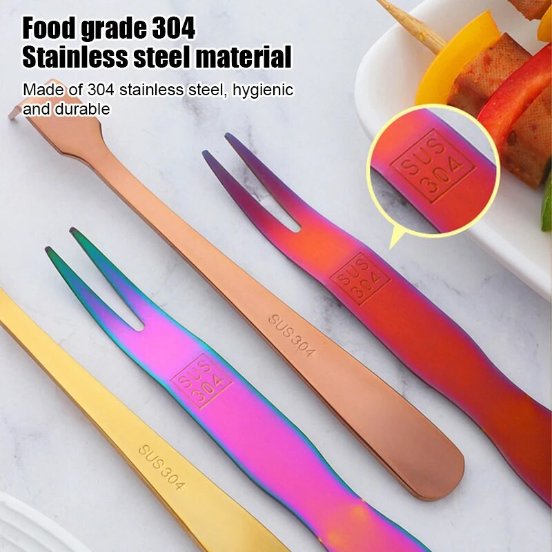 Többcélú rozsdamentes acél grilleszközök Arany BBQ Húsvilla Gombóc kanál Desszert Gyümölcsvilla Gyerekeknek Ételválasztás Konyha