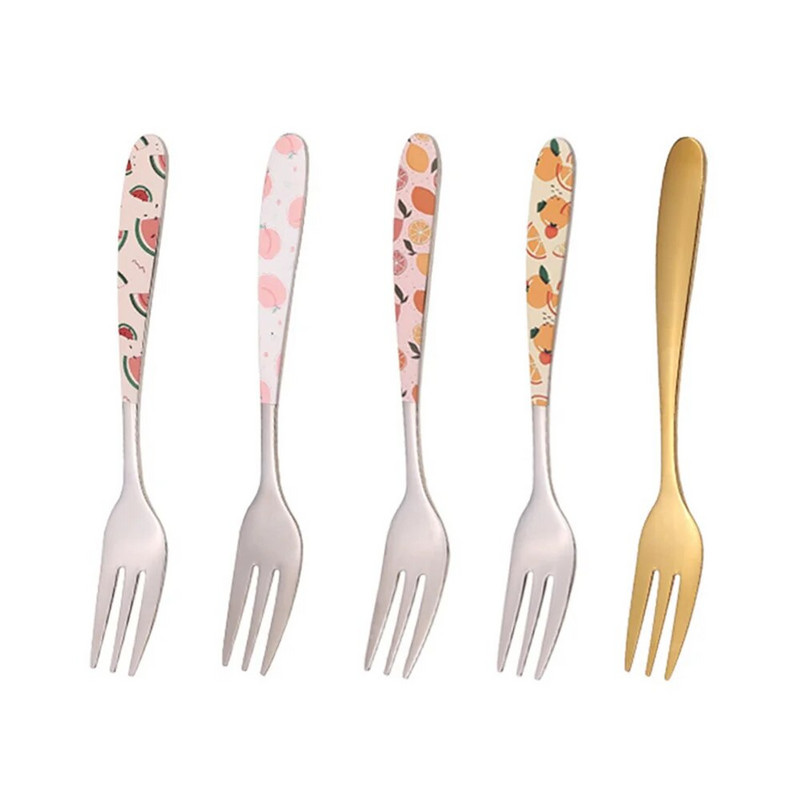 2 db rozsdamentes acél gyümölcsvillák desszert villák Lovely villa készlet snack torta desszert villák Cafeteria Otthoni Konyha Evőeszközök Kiegészítők