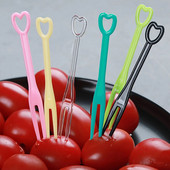 Ühekordne puuviljakahvel 100 tk/komplekt läbipaistev/must Kawaii südame plastikust hambaork koduköögi peokahvel tööriistatarvikud