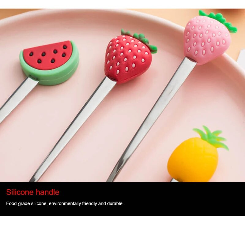 Aranyos gyümölcs alakú gyümölcsvilla mini rajzfilm gyerekeknek snack torta desszert teáskanál étel gyümölcs cukorka ebédek Bento party dekoráció