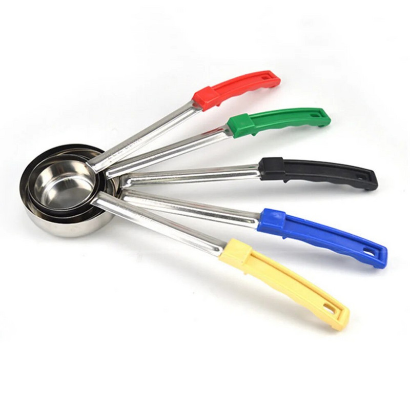 Rozsdamentes acél szószos kanál hosszú nyelű, forró, lapos fenekű sütemény pizza kiterített merőkanál mérőleves kanál Konyhai eszközök