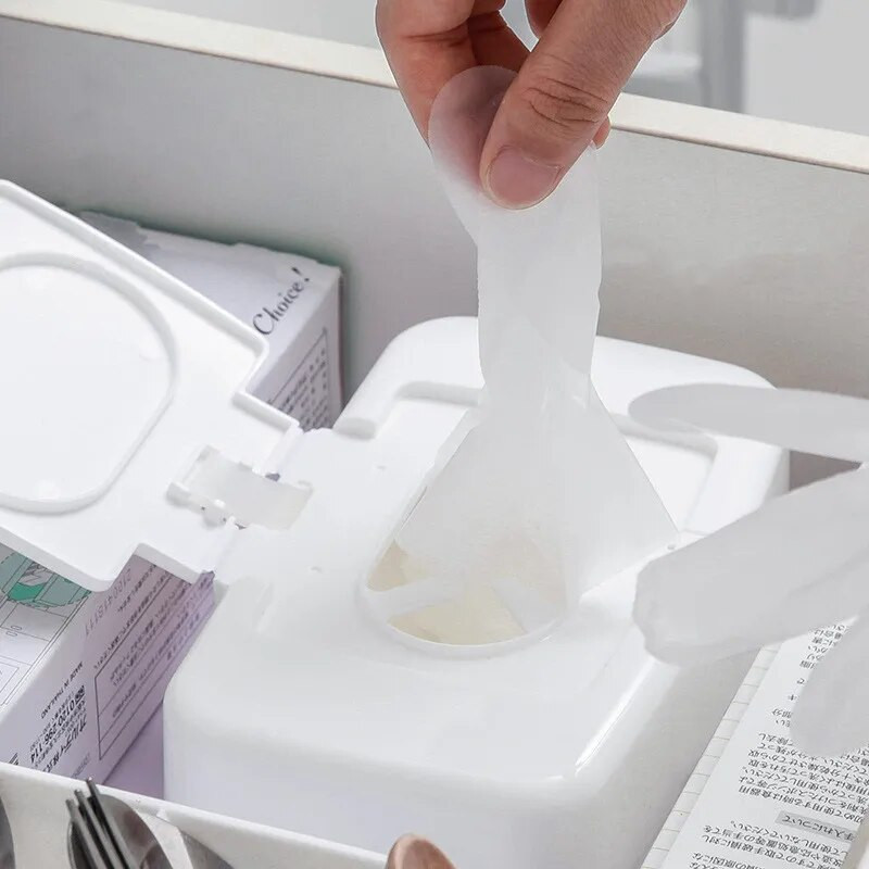 Drėgnų servetėlių dėžutė Drėgnų servetėlių dozatorius Nešiojama servetėlių dėžutė Medvilninių tamponų laikymo dėžutė automobiliui, namų biurui, darbalaukiui