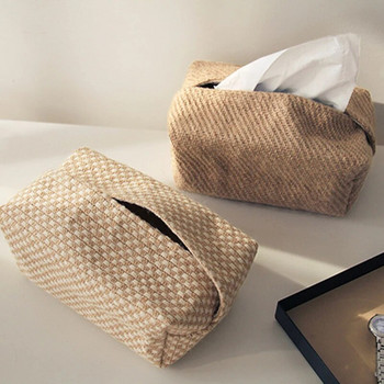 НОВ калъф от юта в японски стил Поставка за салфетки за холна маса Кутии за кърпички Контейнер Домашен държач за хартии за кола