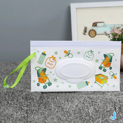 Könnyű hordozható rajzfilm baba gyerekeknek nedves törlőkendők kuplung hordtáska nedves papír törlőkendő tartály adagoló pattintható pántos tok