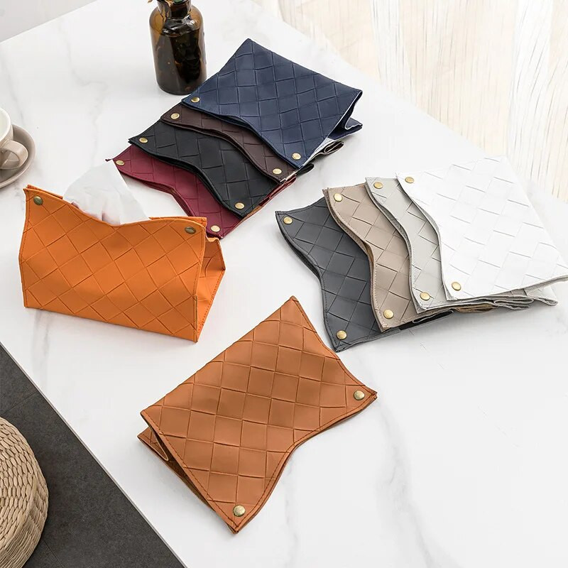 Karirana kutija za maramice od PU kože, nordijska moderna američka dnevna soba Hotelski stol Kutija za maramice Držač maramica za automobil Jeftina veleprodaja