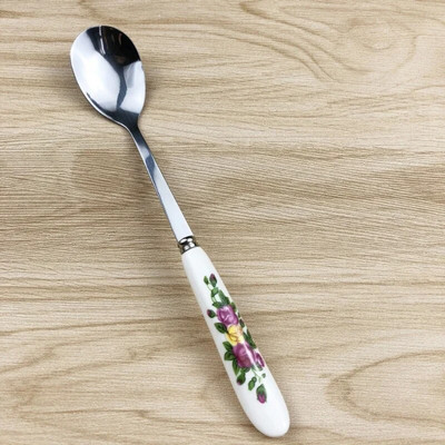 5 tk/komplekt roostevabast terasest keraamilise käepidemega teelusikas Creative kohvilusikas mee magustoidu jäätiselusikas väike teelusikas 15*2,6 cm