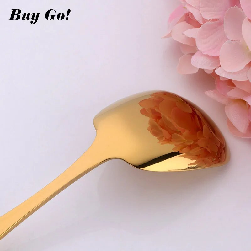 1 db rozsdamentes acél rizskanál SML négyzet kanál merőkanál Arany desszert fagylaltos evőkanál étterem konyhai étkészlet