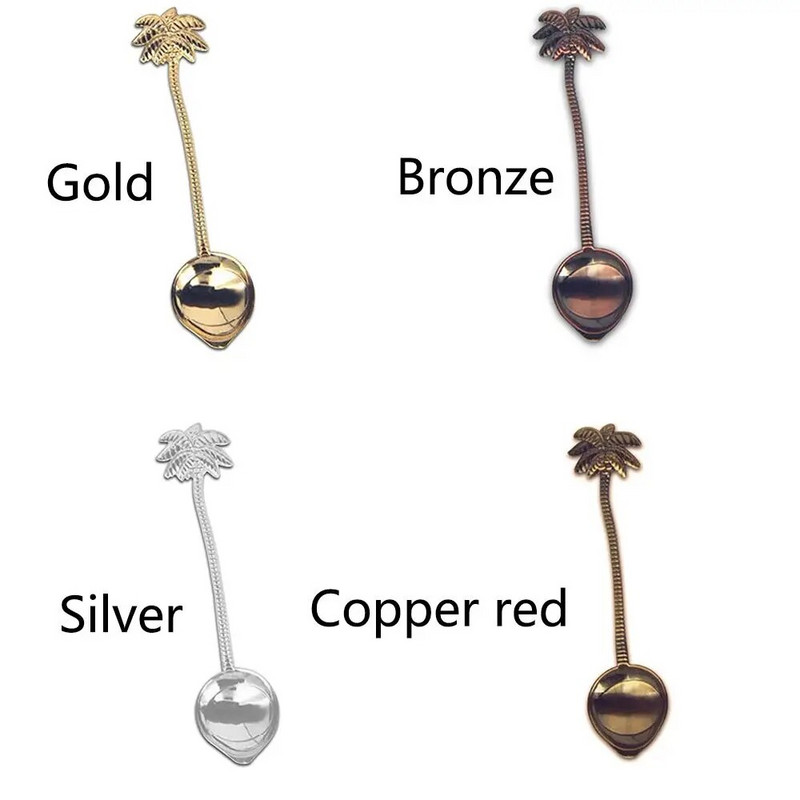 1 db tejes jégkrém Zine ötvözet kanál Vintage királyi retro kókuszfa rozsdamentes acél kávéskanál forró akció