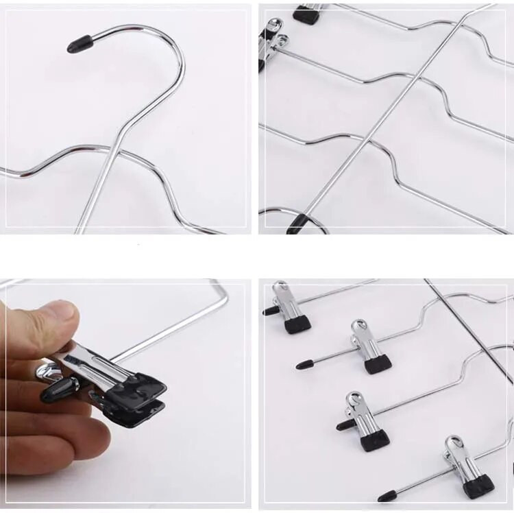 1 db többfunkciós, négyrétegű rozsdamentes acél nadrág kapcsos szoknya nadrágtartó 8 kapcsos tároló rendszerezővel, helytakarékos