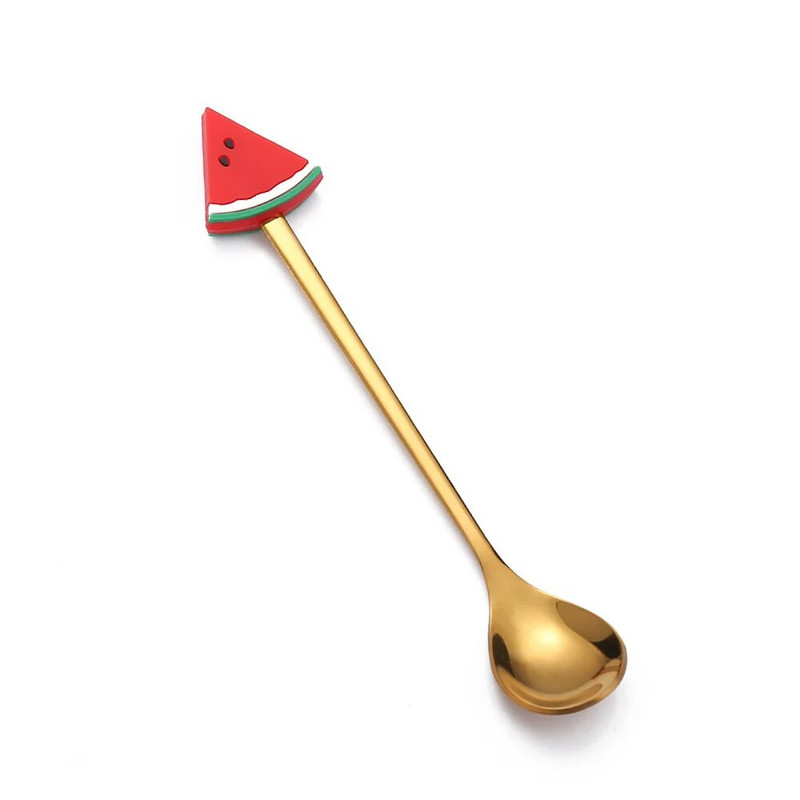 9 típusú gyümölcs dekoráció rozsdamentes acél kanál fagylalt desszert kanalak aranyos rajzfilm kanál gyermek étkészlet konyhai kellékek