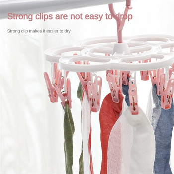 16Clips Κρεμάστρα ρούχων Παιδιά Ενήλικες Στεγνωτήριο ρούχων Αντιανεμικές κάλτσες Εσώρουχα Σχάρα στεγνώματος Organizer Ράφια οικιακής χρήσης ρούχων