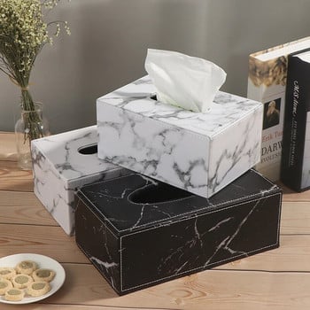 Ever Perfect Modern Marble Rectangle Faux Leather Tissue Box Πετσέτα θήκης χαρτιού υγείας Θήκη Dispenser Διακόσμηση σπιτιού