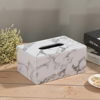 Ever Perfect Modern Marble Rectangle Faux Leather Tissue Box Πετσέτα θήκης χαρτιού υγείας Θήκη Dispenser Διακόσμηση σπιτιού
