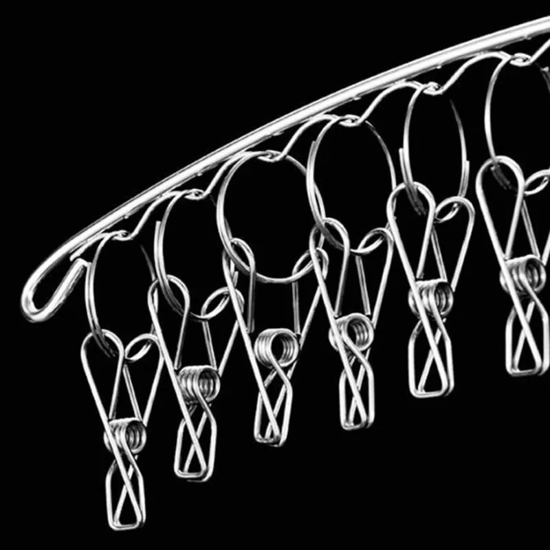 20 Pegs Rozsdamentes acél ruhaszárító vállfa szélálló ruhatartó 20 csíptetős zokni mosodai akasztó fehérnemű zoknitartó