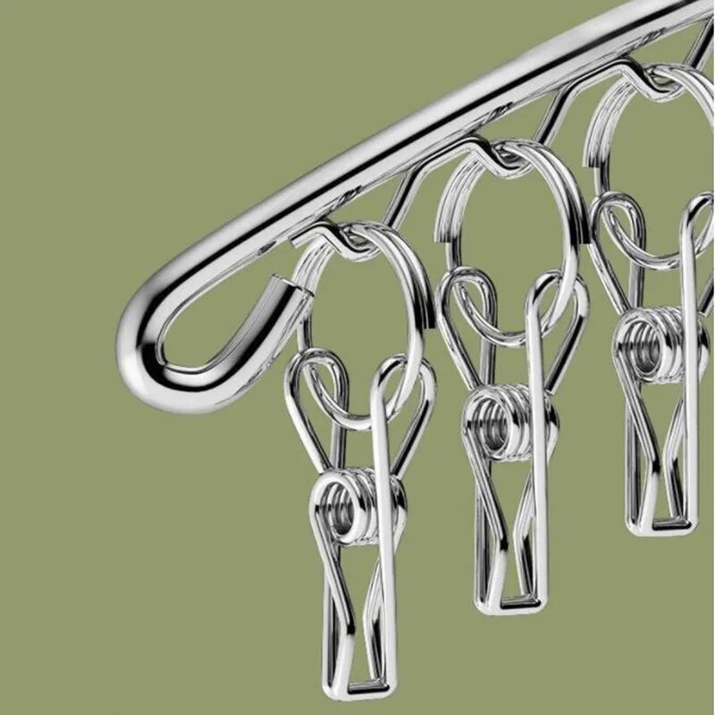 20 Pegs Rozsdamentes acél ruhaszárító vállfa szélálló ruhatartó 20 csíptetős zokni mosodai akasztó fehérnemű zoknitartó