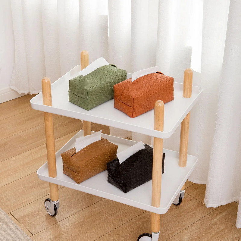 Otthoni papírzsebkendők Pu bőr szőtt selyemdoboz Szövet bőr papírzacskó Modern egyszerű nappali vízálló szövet könnyű luxus