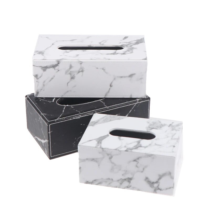 Tissue tok doboz konténer PU bőr márvány mintás szalvéta törlőkendő tartó papírzacskó kozmetikai doboz tok tasak rendező asztali dekoráció