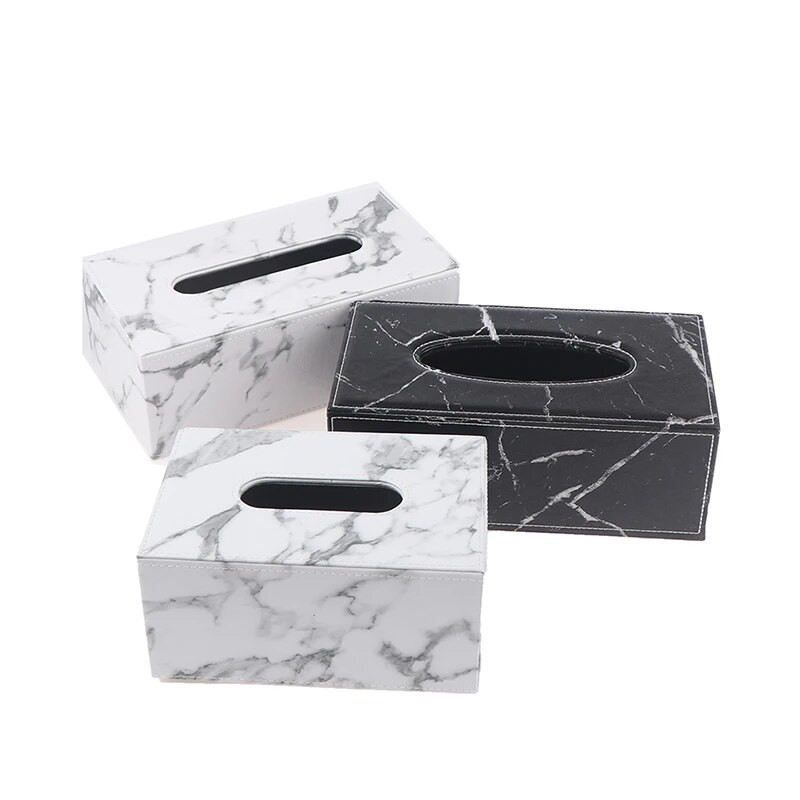 Tissue tok doboz konténer PU bőr márvány mintás szalvéta törlőkendő tartó papírzacskó kozmetikai doboz tok tasak rendező asztali dekoráció