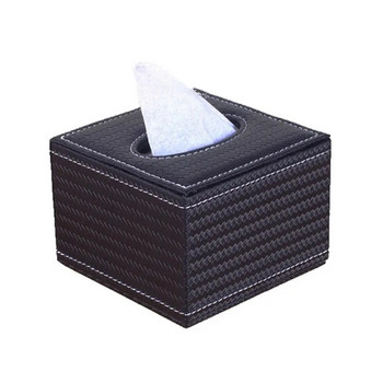 Капак на кутията Калъф за хартиени салфетки Стая Автомобилен хотел Поставка за кърпички Водоустойчив Лесно почистване Черна кожена всекидневна Спалня