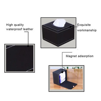Капак на кутията Калъф за хартиени салфетки Стая Автомобилен хотел Поставка за кърпички Водоустойчив Лесно почистване Черна кожена всекидневна Спалня