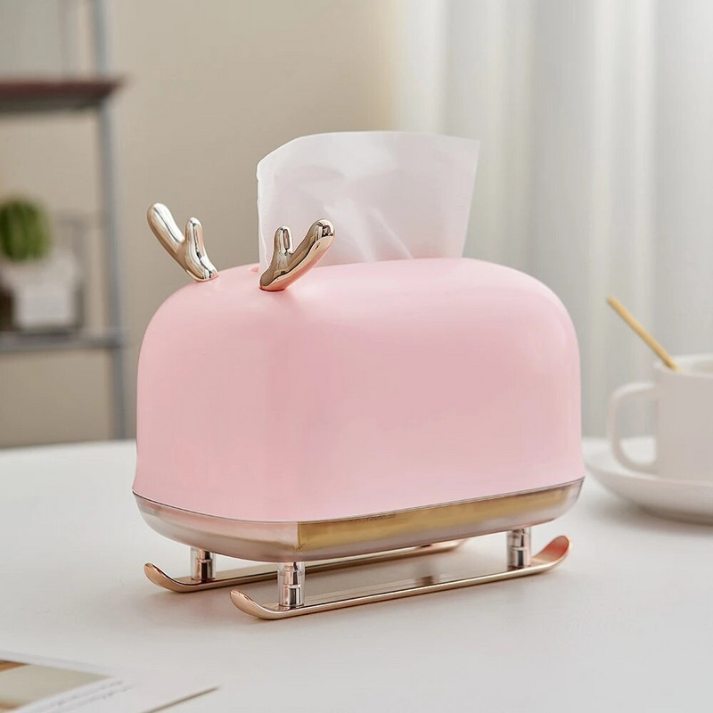 Műanyag szarvas modell papírtörlő tartó adagoló tároló szalvéta tok íróasztal szervező dísz otthoni irodai tároló