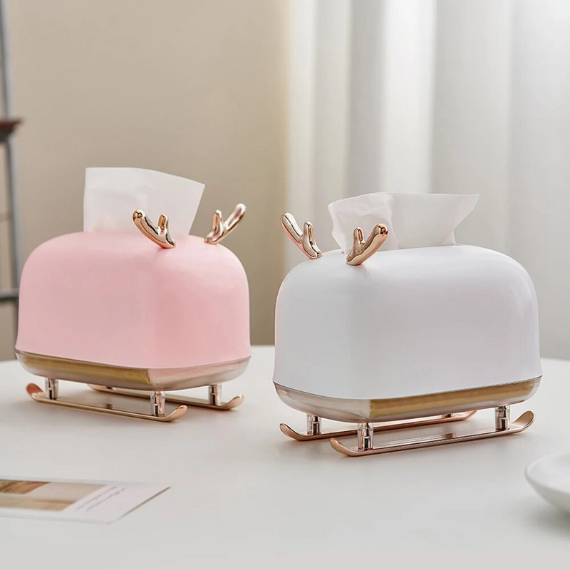 Műanyag szarvas modell papírtörlő tartó adagoló tároló szalvéta tok íróasztal szervező dísz otthoni irodai tároló