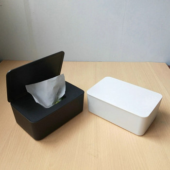 Кутия за мокри кърпички Настолен печат Бебешки кърпички Кутия за съхранение на хартия Домакинска пластмасова прахоустойчива с капак Кутия за кърпички за декор на домашен офис