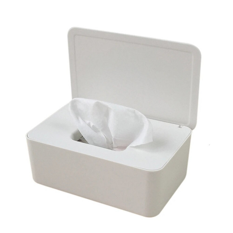 Nedves papírzsebkendős Asztali pecsét baba törlőkendők Papír tárolódoboz Háztartási műanyag porálló fedeles papírzsebkendős doboz otthoni irodai dekorációhoz