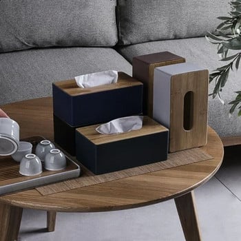 Αφαιρούμενο Ξύλινο κάλυμμα Tissue Box Mini Tissue Storage Tube Box Storage Box Αυτοκίνητο Διακόσμηση σπιτιού Απλό Fashion Tissue Box