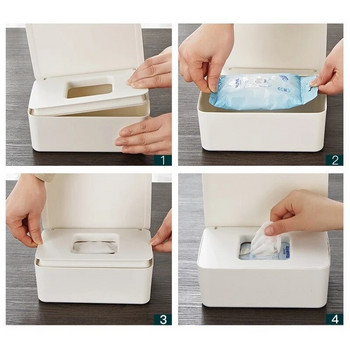 Dustproof Wet Wipes Storage Box with Lid Home Desktop Tissue Storage Box Φορητός διανομέας υγρών μαντηλιών