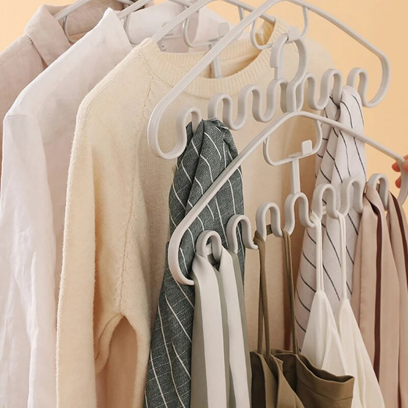 Višenamjenski stalak za sušenje odjeće od 1/3/5 kom. Štedi prostor Stalak za odjeću Waves Vješalice za podršku s više priključaka Organizatori za pohranu u ormaru