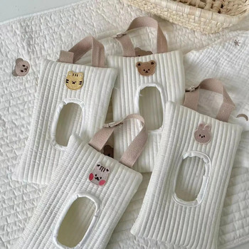 Φορητή βαμβακερή θήκη βρεφικών μαντηλιών Επαναχρησιμοποιήσιμη επαναγεμιζόμενη μαντηλάκια Θήκη πουγκί Tissue Box Νεογέννητη τσάντα για νεογέννητο Πρόσβαση στο καρότσι