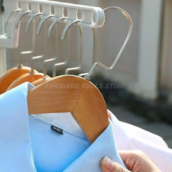 Нехлъзгаща се окачена стойка за сушене на дрехи Подвижни стелажи за съхранение Порест органайзер за дрехи със седем дупки Закачалка за дрехи с голям капацитет