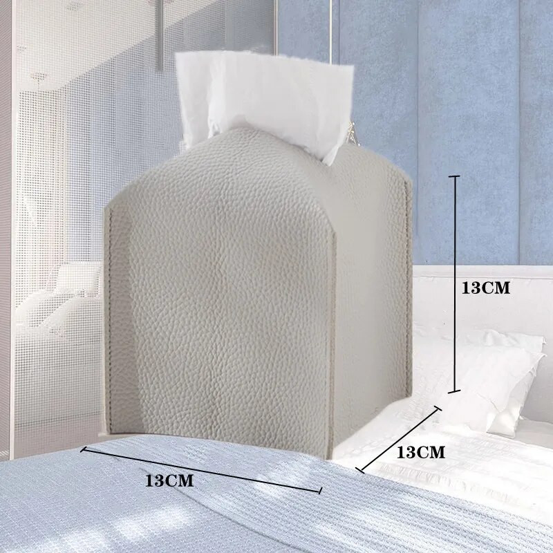 Tissue doboz fedőtartó, négyzet alakú alsó övvel, a Carrot`s Den -PU bőr dekoratív rendszerezővel asztalra, fürdőszobába, irodába