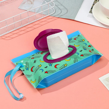 Χαριτωμένη τσάντα υγρών μαντηλιών με κάλυμμα με κουμπωτό ιμάντα καλλυντικό πουγκί Tissue κουτί μωρού θήκη μεταφοράς αξεσουάρ καροτσιού εξωτερικού χώρου
