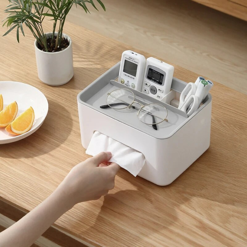 Többfunkciós papírzsebkendős doboz nappali asztali rendszerező távirányító szemüveg ceruzatartó papírtörlő tároló doboz