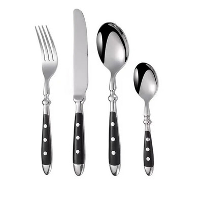 Vakarų nerūdijančio plieno stalo įrankių rinkinys Creative Retro kepsnių peilis valgomasis šakutė šaukštas indų rinkinys kniedės rankenos virtuvės stalo reikmenys