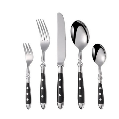 Vakarų nerūdijančio plieno stalo įrankių rinkinys Creative Retro kepsnių peilis valgomasis šakutė šaukštas indų rinkinys kniedės rankenos virtuvės stalo reikmenys