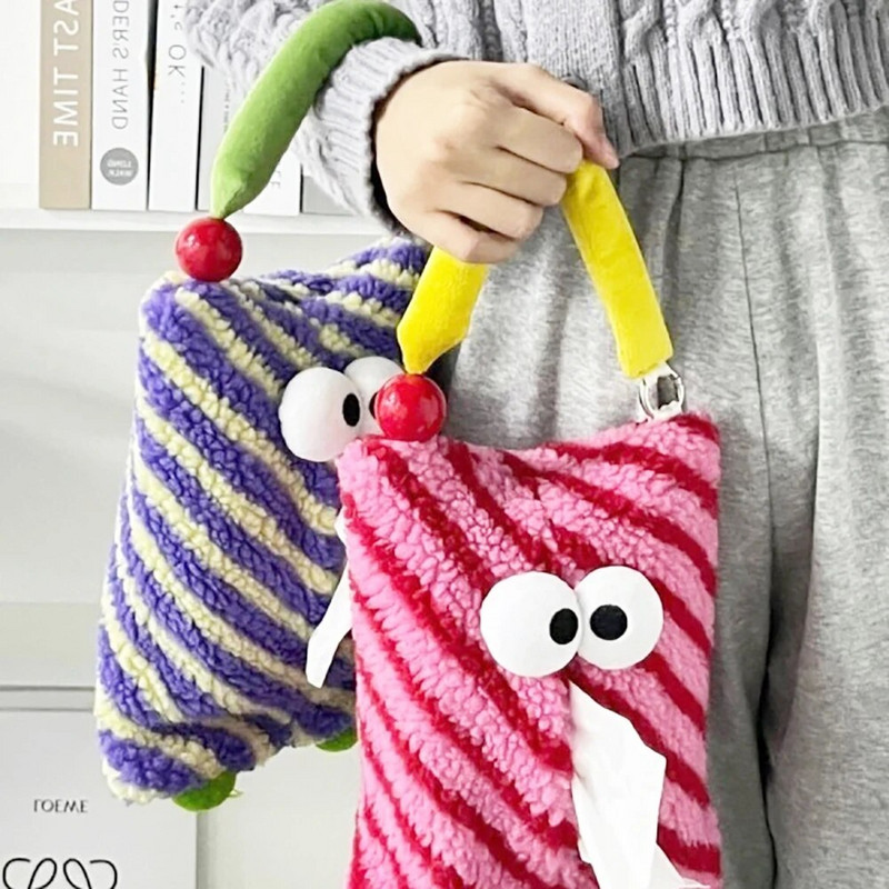 Kreatív rajzfilm nagy szemű szörnyeteg szövetdoboz Otthoni irodai autós akasztós papírszalvéta dekoratív szervezőtartó tartó autó belső részei