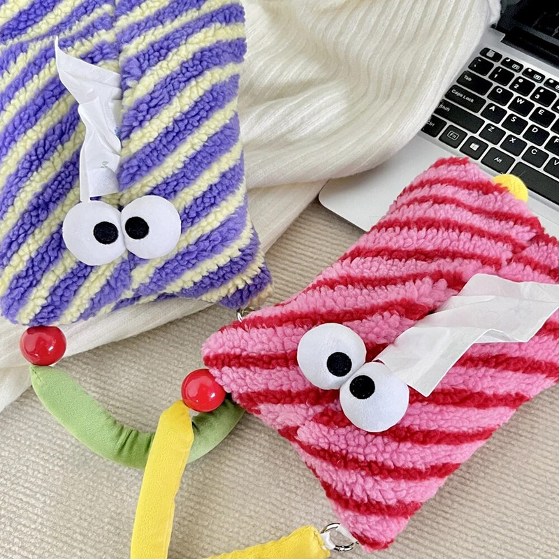 Kreatív rajzfilm nagy szemű szörnyeteg szövetdoboz Otthoni irodai autós akasztós papírszalvéta dekoratív szervezőtartó tartó autó belső részei